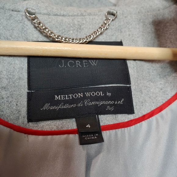 J. Crew Melton Wool Blend Melton Toggle Duffle Coat Jacket Light Gray C8555 4 - Picture 14 of 16